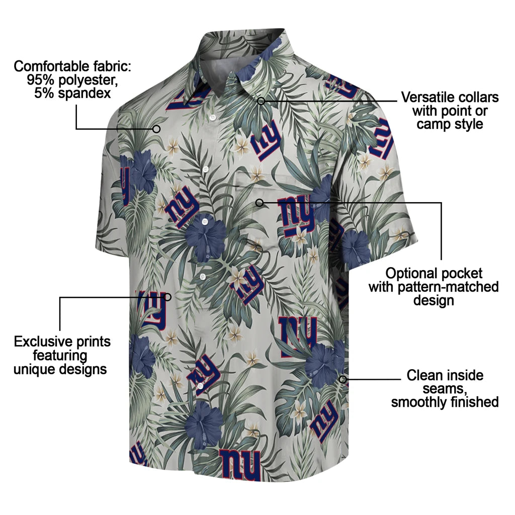 New York Giants Hawaiian Shirt - Hibiscus Designs | Moonbestprint