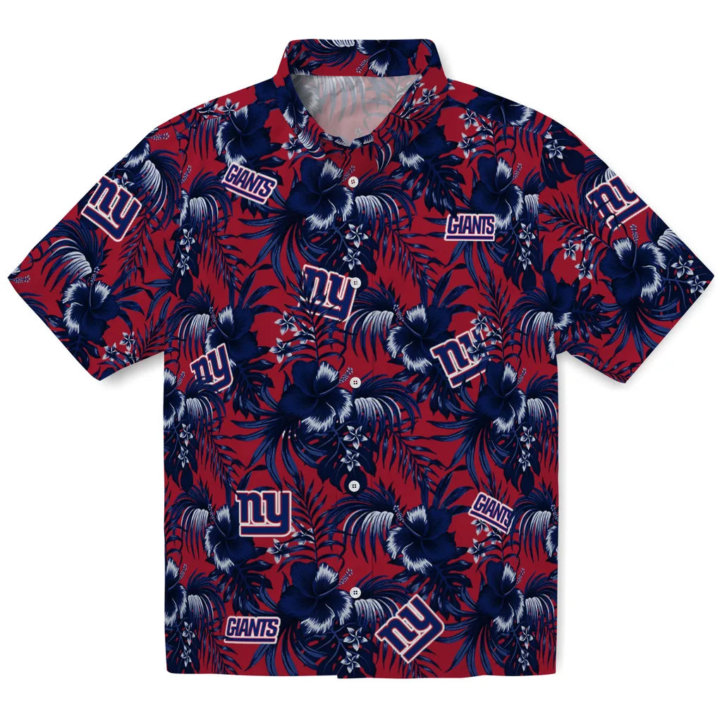 New York Giants Hawaiian Shirt - Hibiscus Exotic | Moonbestprint