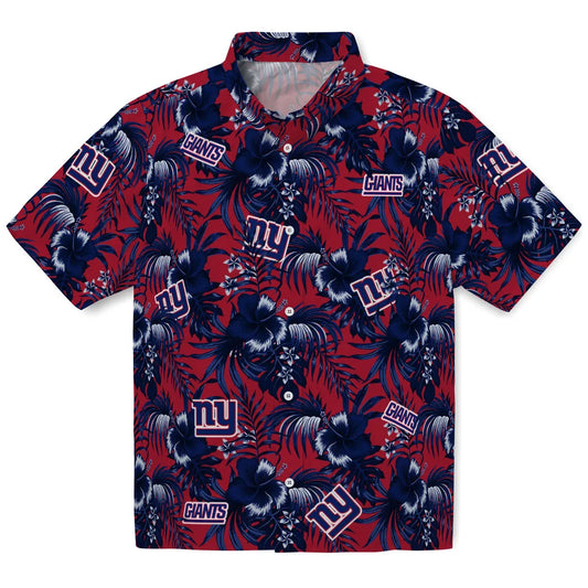 New York Giants Hawaiian Shirt - Hibiscus Exotic | Moonbestprint