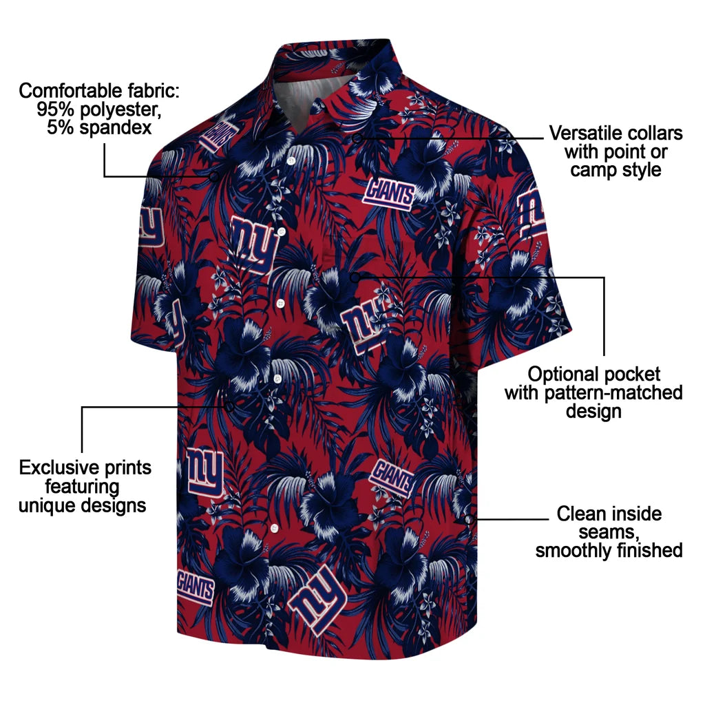 New York Giants Hawaiian Shirt - Hibiscus Exotic | Moonbestprint