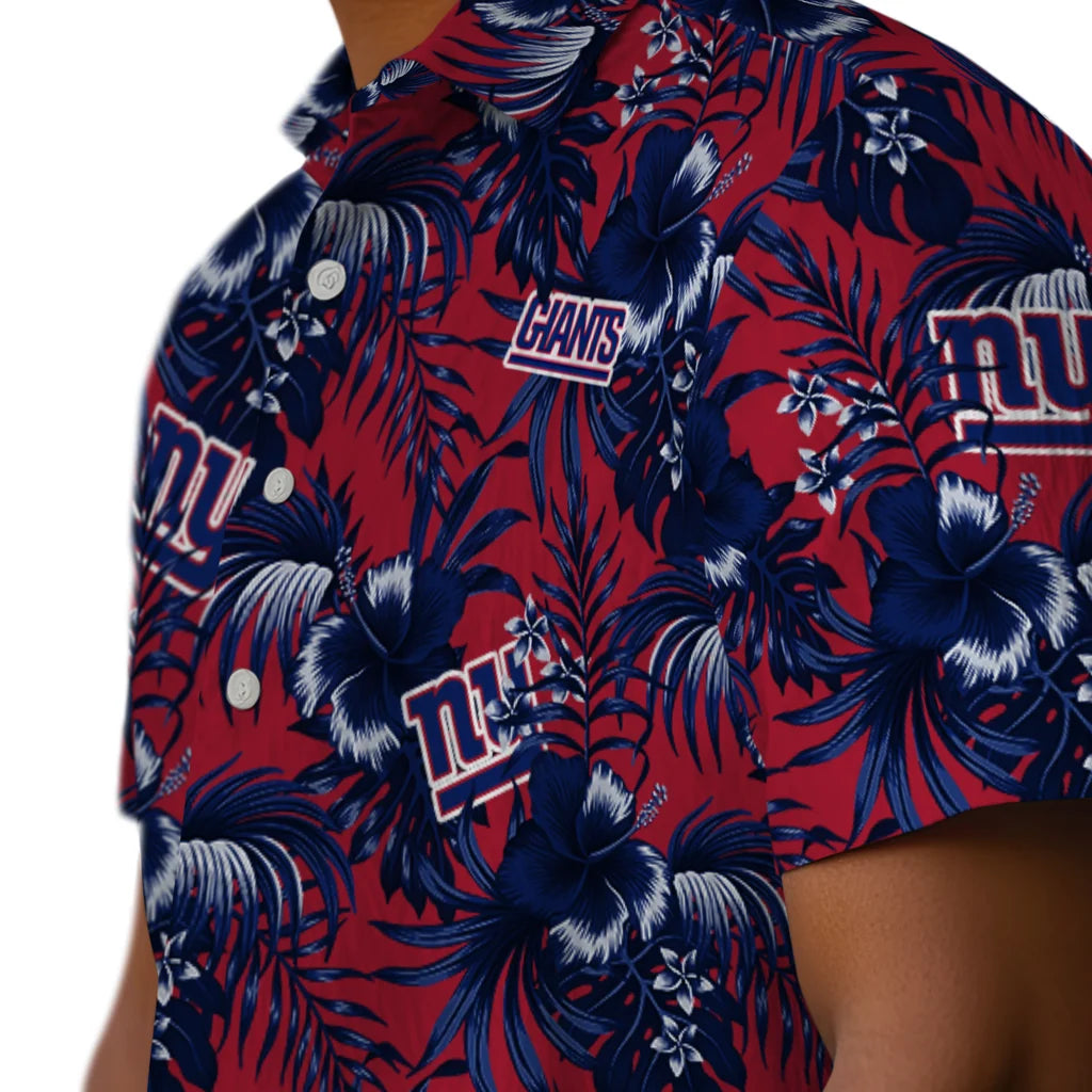 New York Giants Hawaiian Shirt - Hibiscus Exotic | Moonbestprint