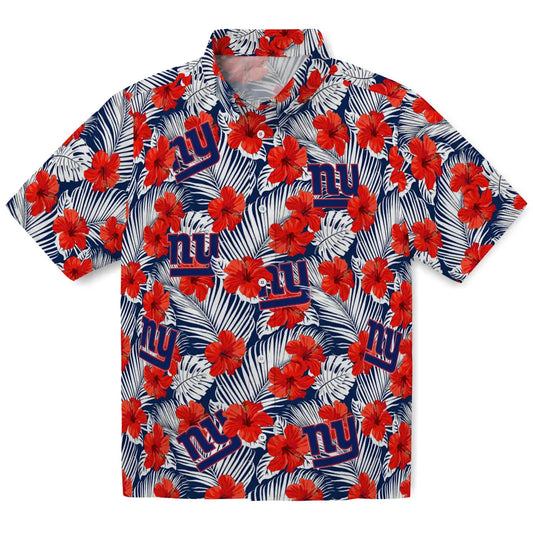 New York Giants Hawaiian Shirt - Hibiscus Fiesta | Moonbestprint