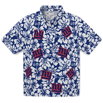 New York Giants Hawaiian Shirt - Hibiscus Motif | Moonbestprint