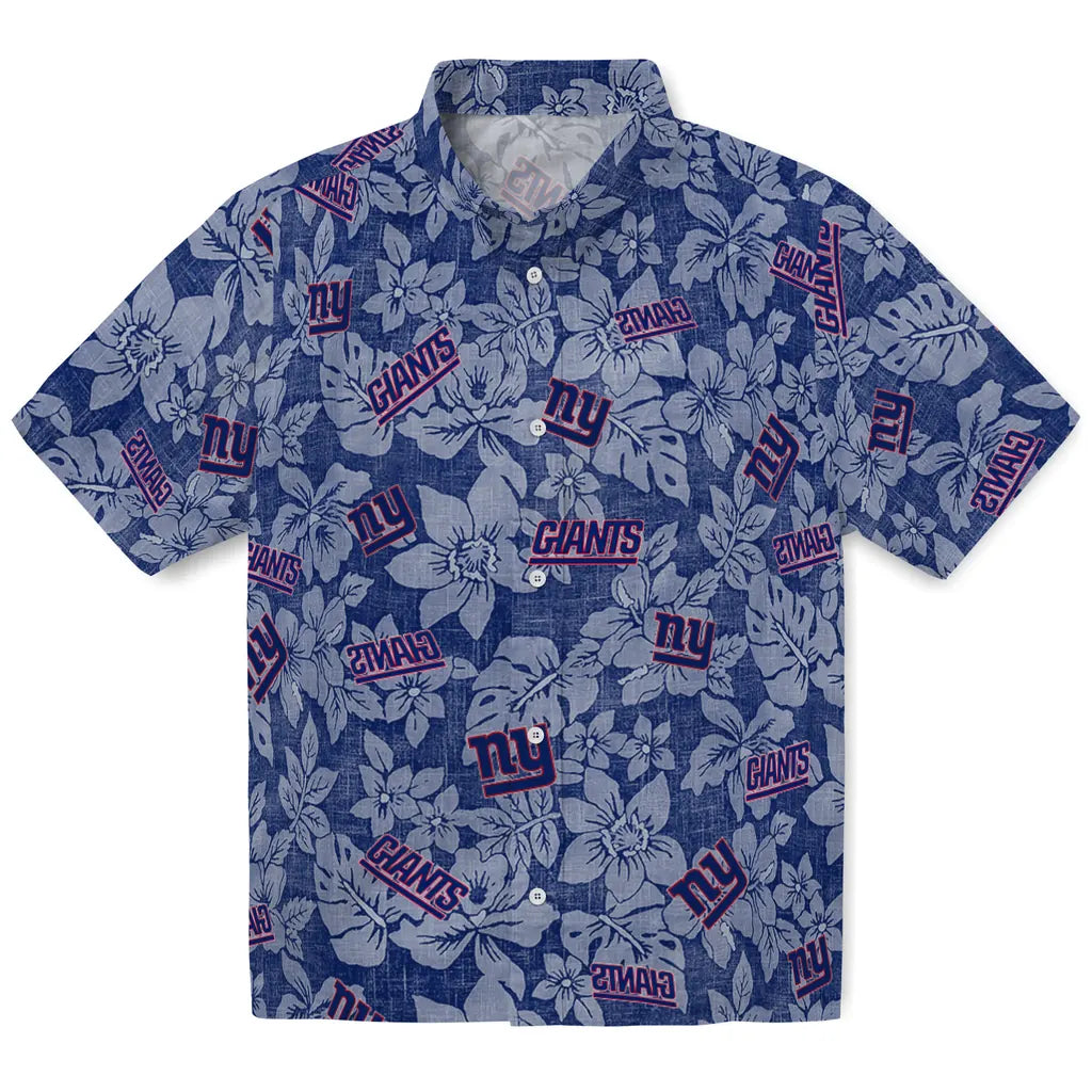 New York Giants Hawaiian Shirt - Hibiscus Oasis | Moonbestprint