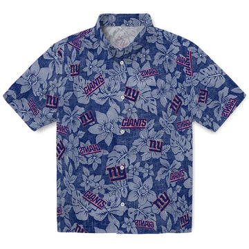 New York Giants Hawaiian Shirt - Hibiscus Oasis | Moonbestprint