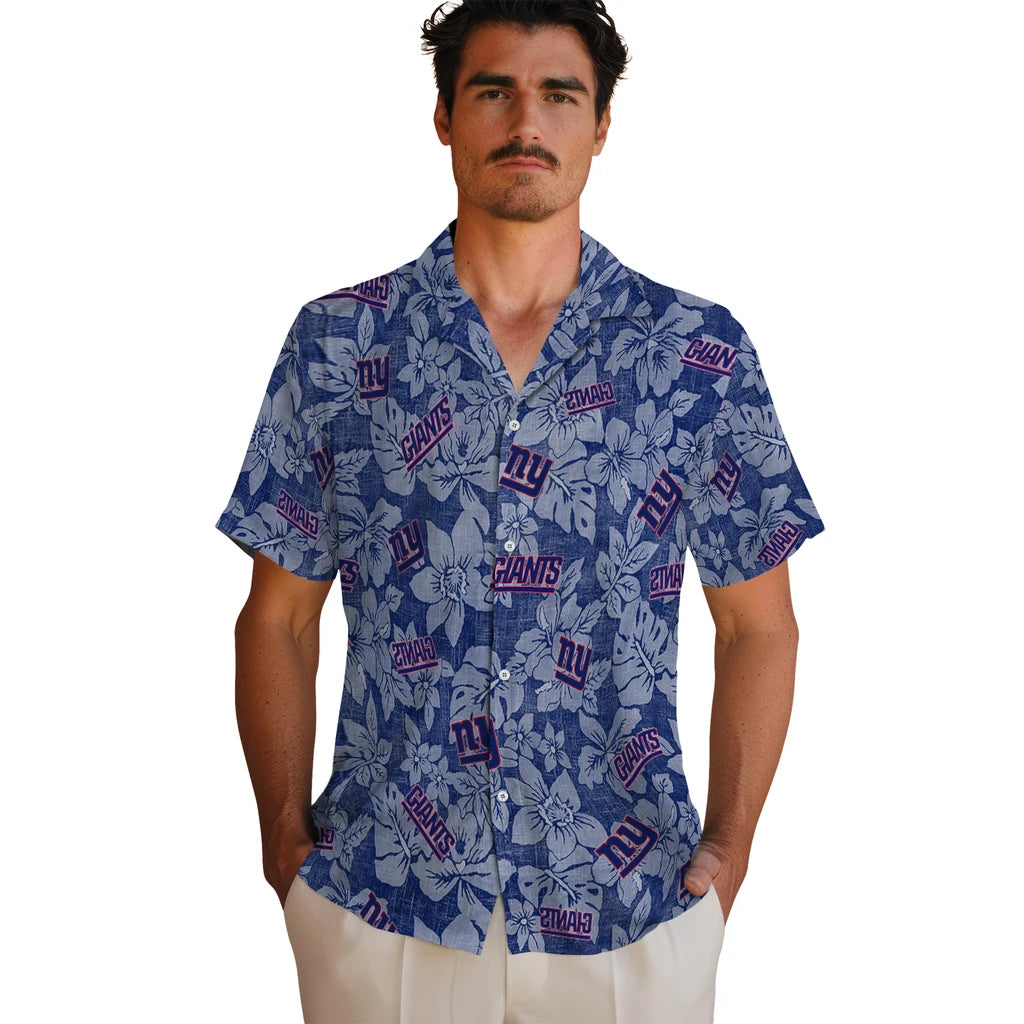 New York Giants Hawaiian Shirt - Hibiscus Oasis | Moonbestprint