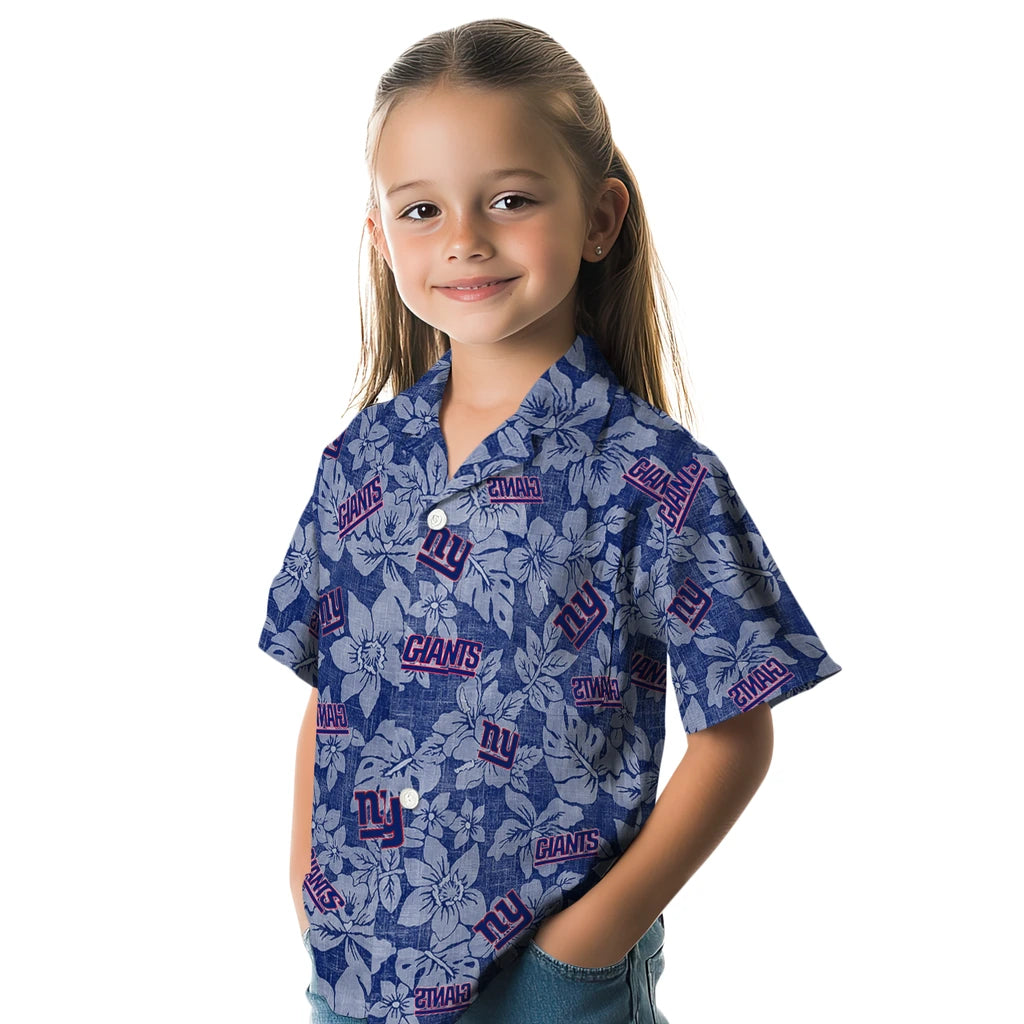 New York Giants Hawaiian Shirt - Hibiscus Oasis | Moonbestprint