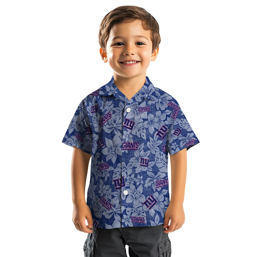 New York Giants Hawaiian Shirt - Hibiscus Oasis | Moonbestprint