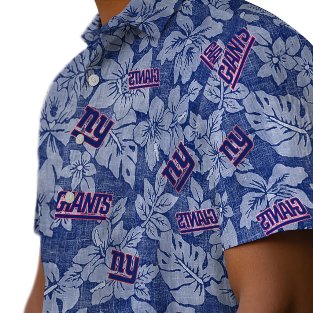 New York Giants Hawaiian Shirt - Hibiscus Oasis | Moonbestprint