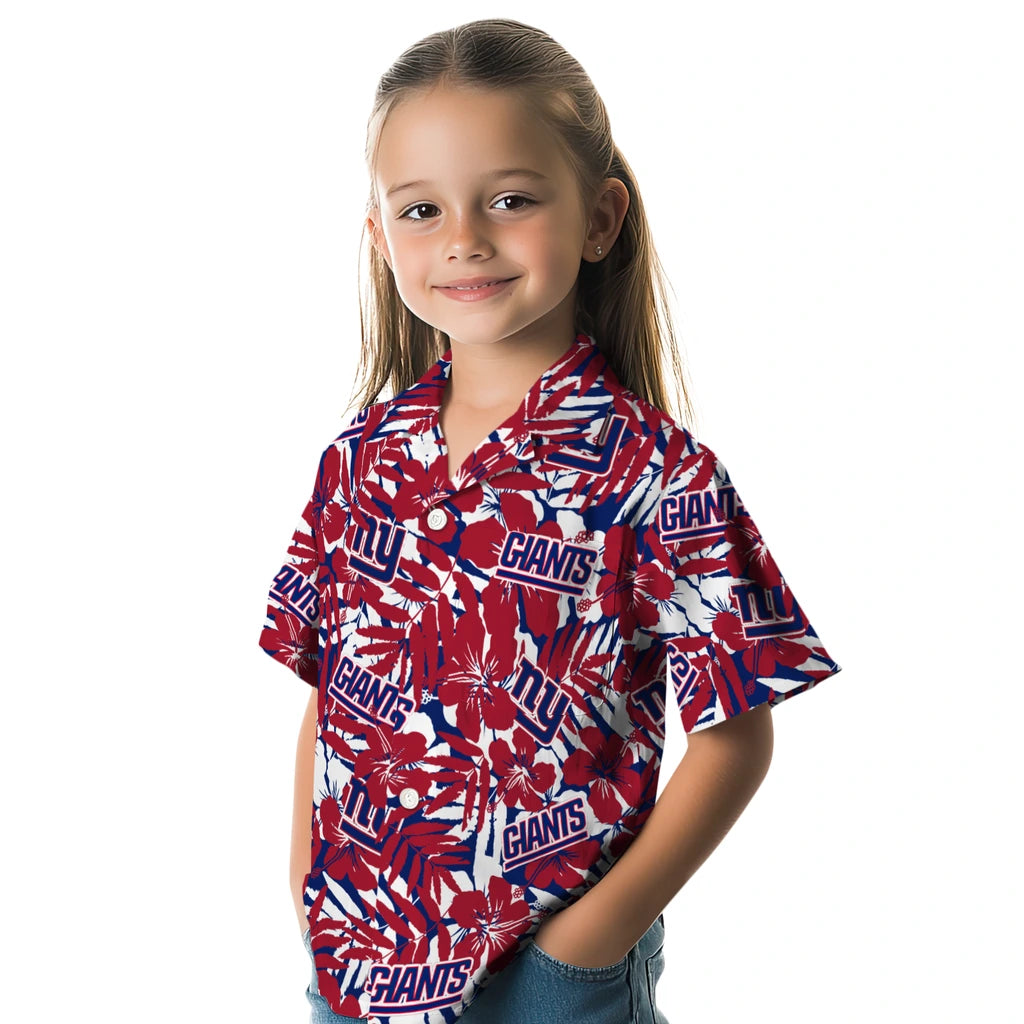 New York Giants Hawaiian Shirt - Hibiscus Overlay | Moonbestprint