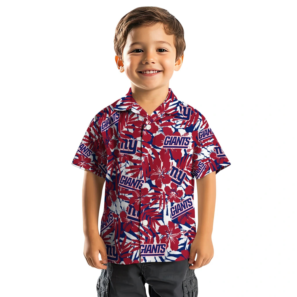 New York Giants Hawaiian Shirt - Hibiscus Overlay | Moonbestprint