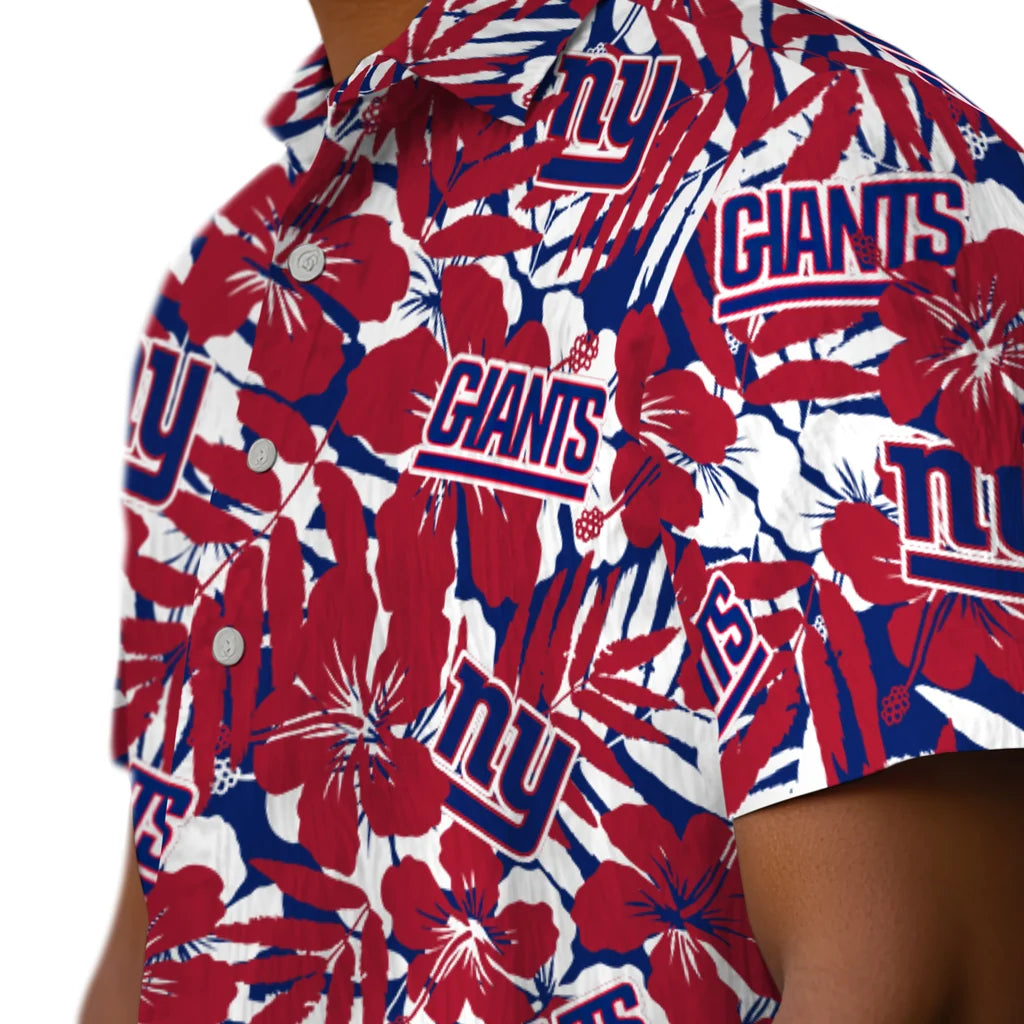 New York Giants Hawaiian Shirt - Hibiscus Overlay | Moonbestprint