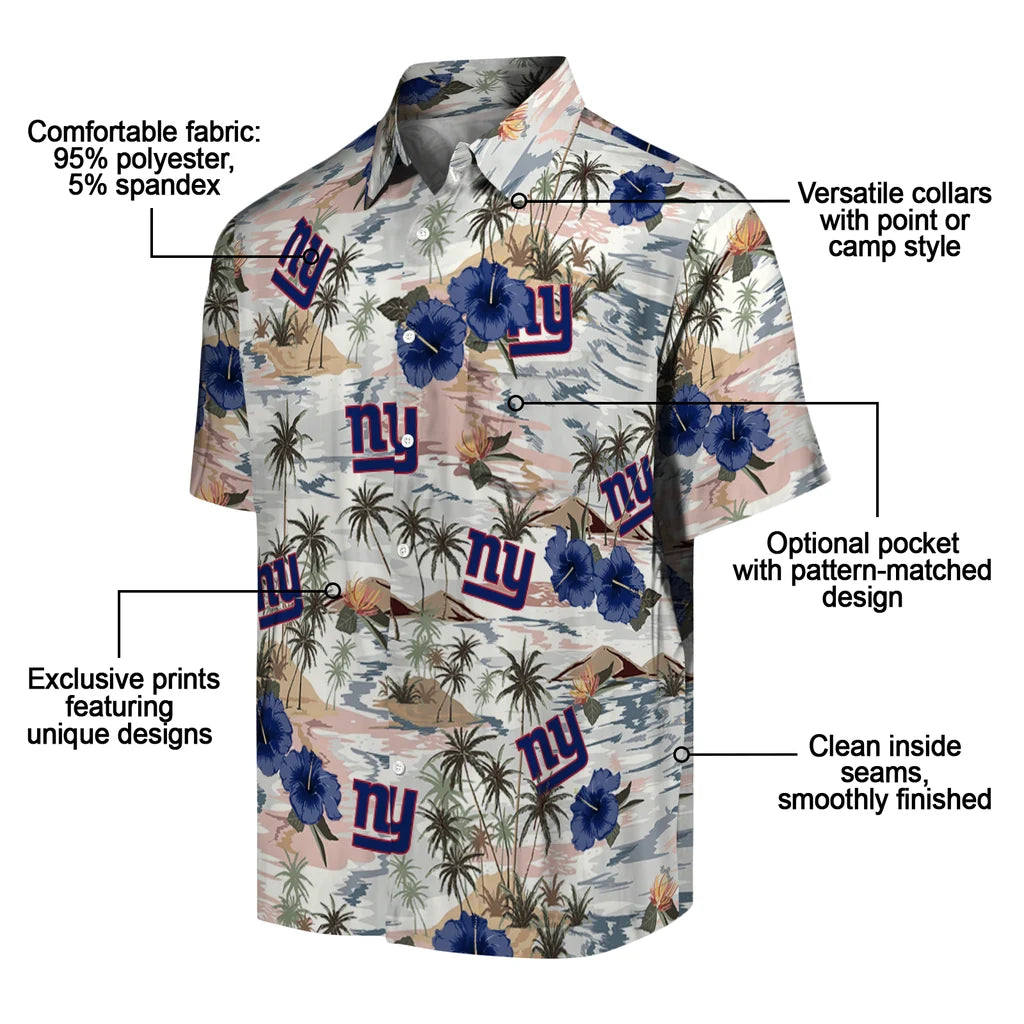 New York Giants Hawaiian Shirt - Hibiscus Seaside | Moonbestprint