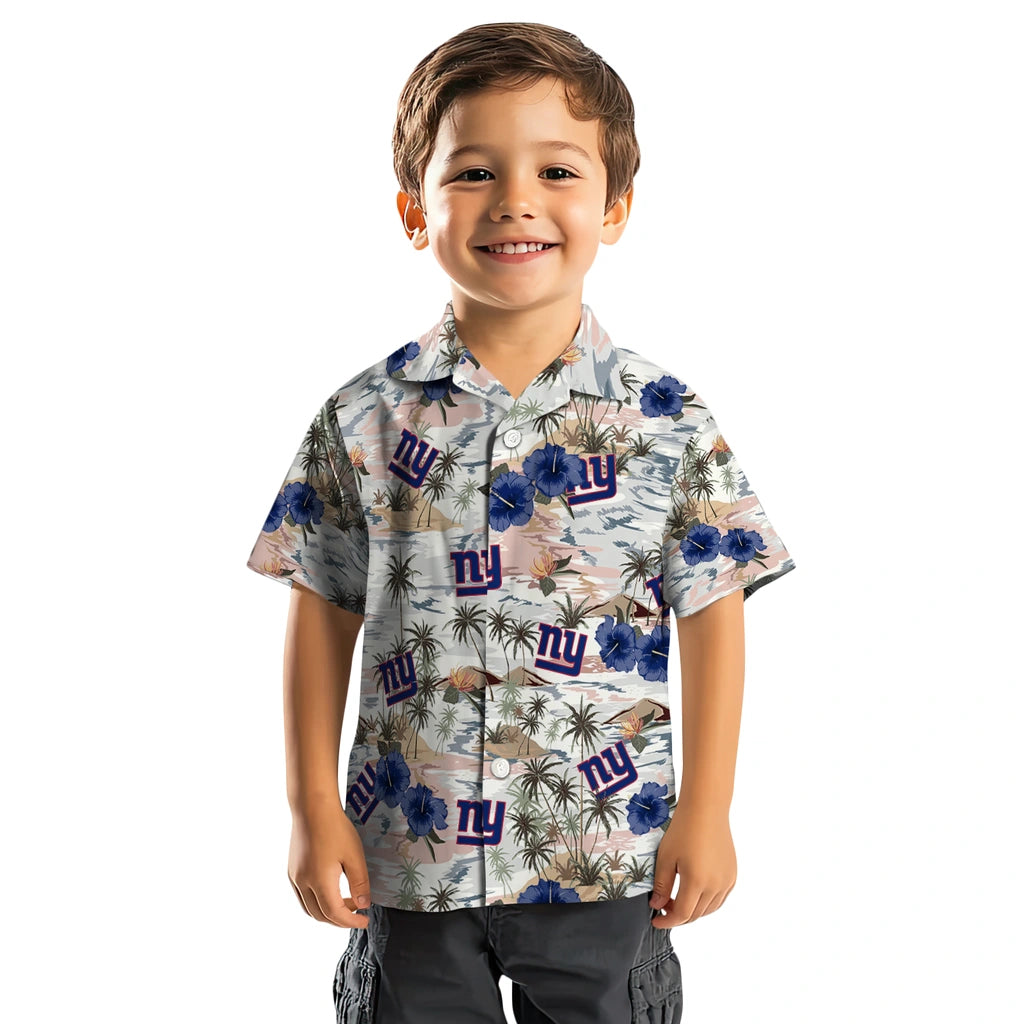 New York Giants Hawaiian Shirt - Hibiscus Seaside | Moonbestprint