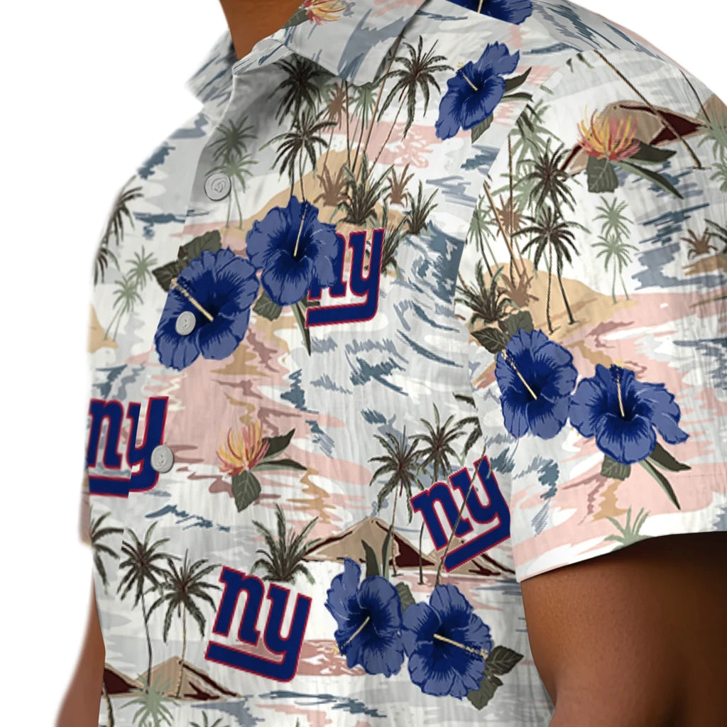 New York Giants Hawaiian Shirt - Hibiscus Seaside | Moonbestprint