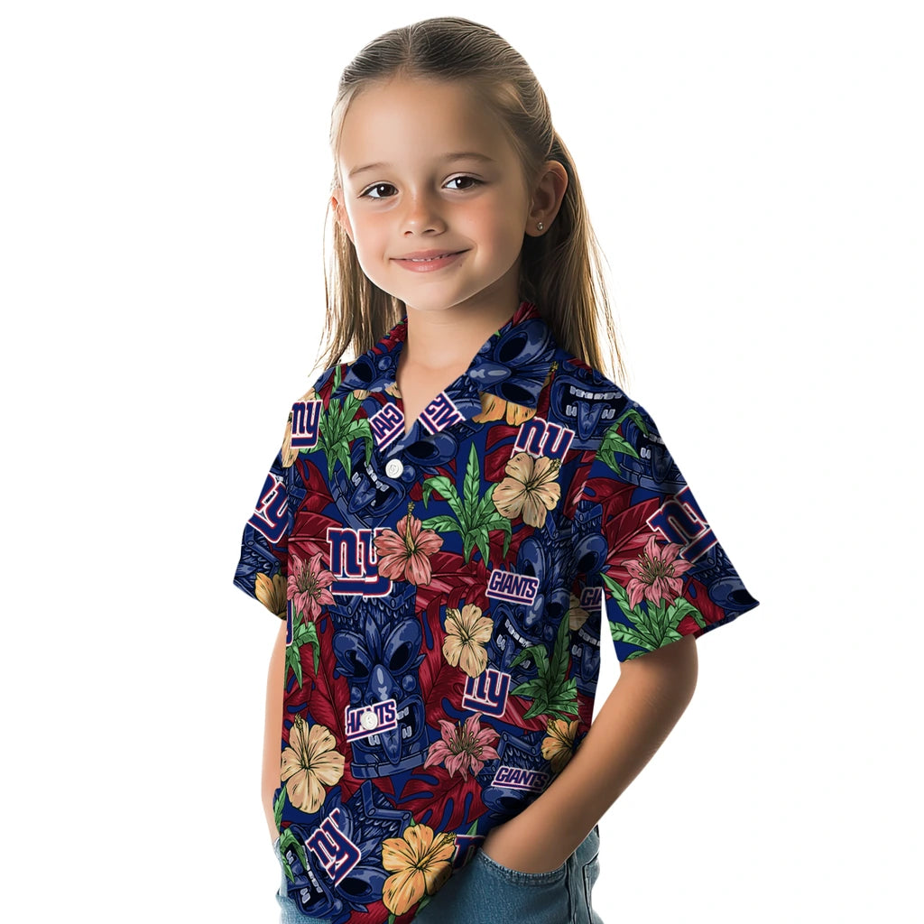 New York Giants Hawaiian Shirt - Hibiscus Tiki Jungle | Moonbestprint