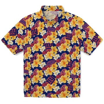 New York Giants Hawaiian Shirt - Hibiscus Tropics | Moonbestprint