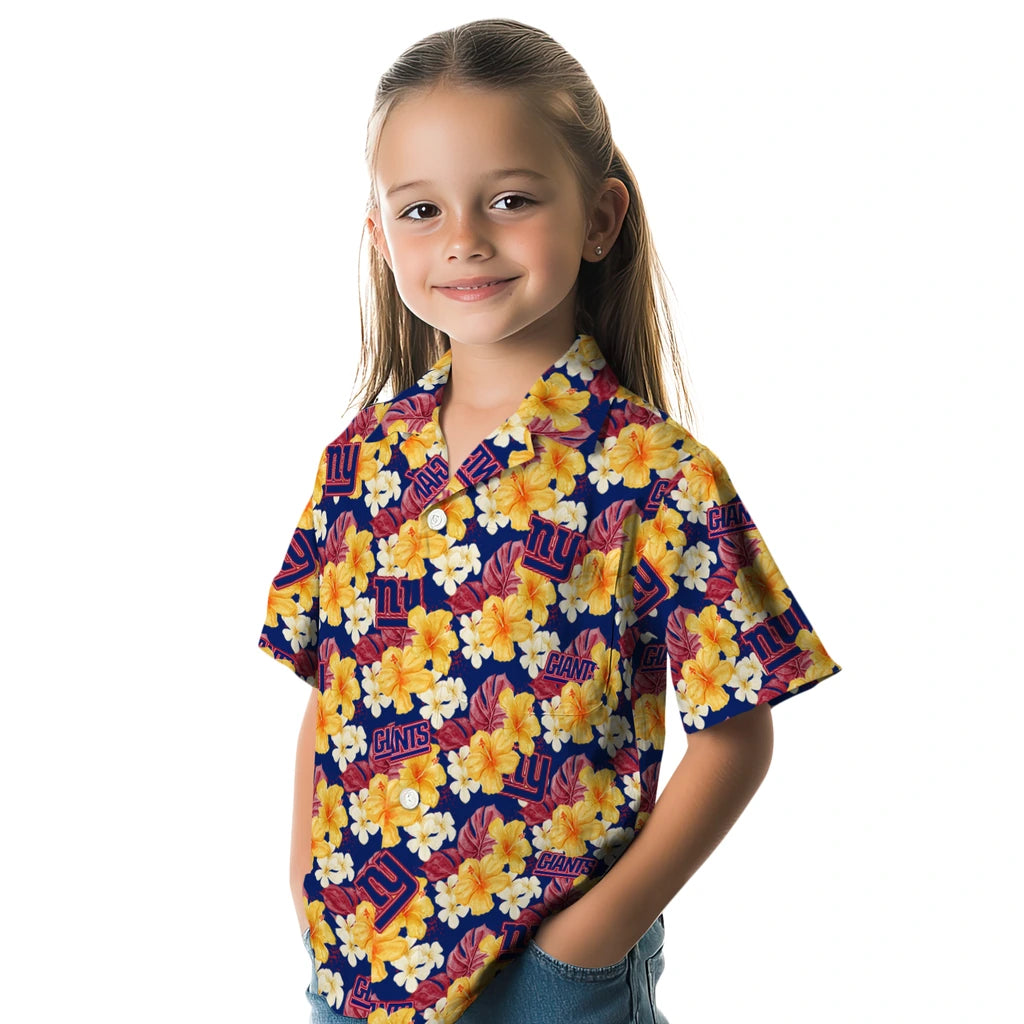 New York Giants Hawaiian Shirt - Hibiscus Tropics | Moonbestprint