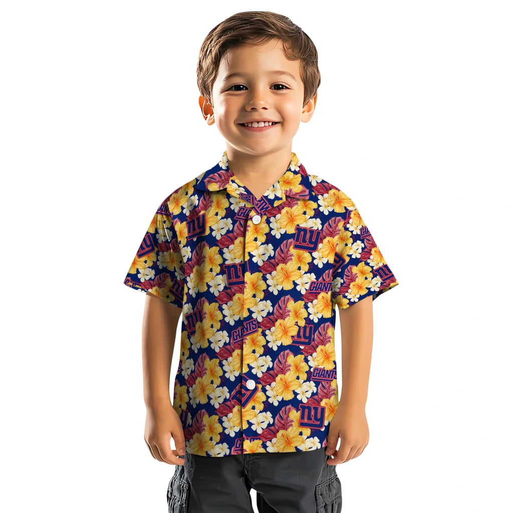 New York Giants Hawaiian Shirt - Hibiscus Tropics | Moonbestprint