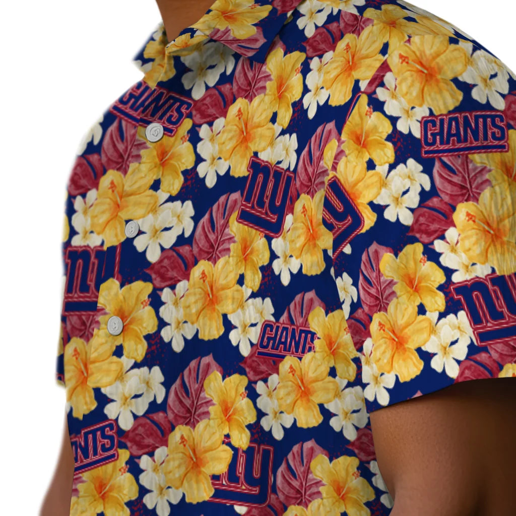 New York Giants Hawaiian Shirt - Hibiscus Tropics | Moonbestprint