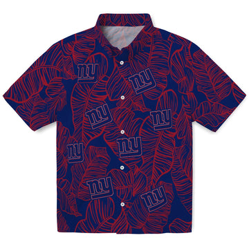 New York Giants Hawaiian Shirt - Leaf Outline | Moonbestprint