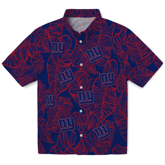 New York Giants Hawaiian Shirt - Leaf Outline | Moonbestprint