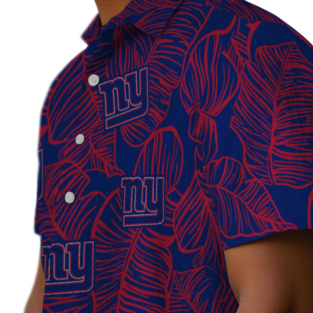 New York Giants Hawaiian Shirt - Leaf Outline | Moonbestprint