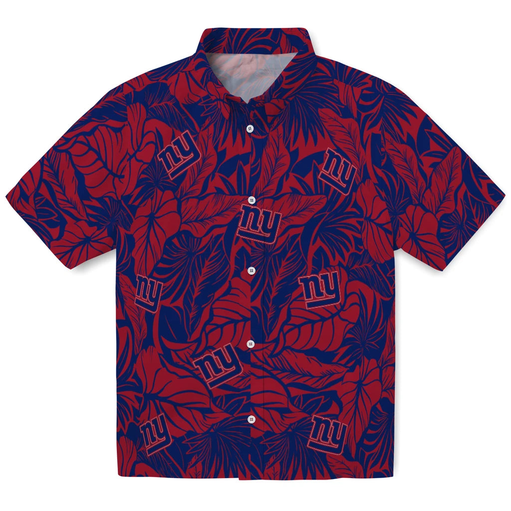 New York Giants Hawaiian Shirt - Monstera Layer | Moonbestprint