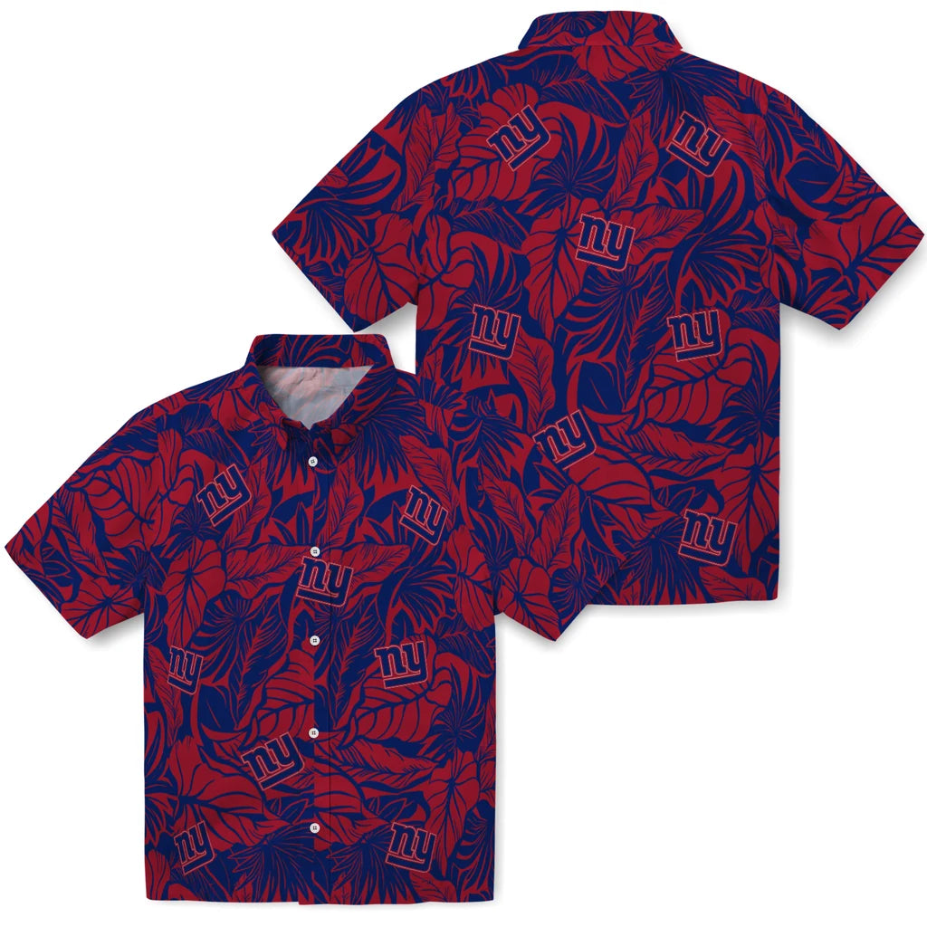New York Giants Hawaiian Shirt - Monstera Layer | Moonbestprint