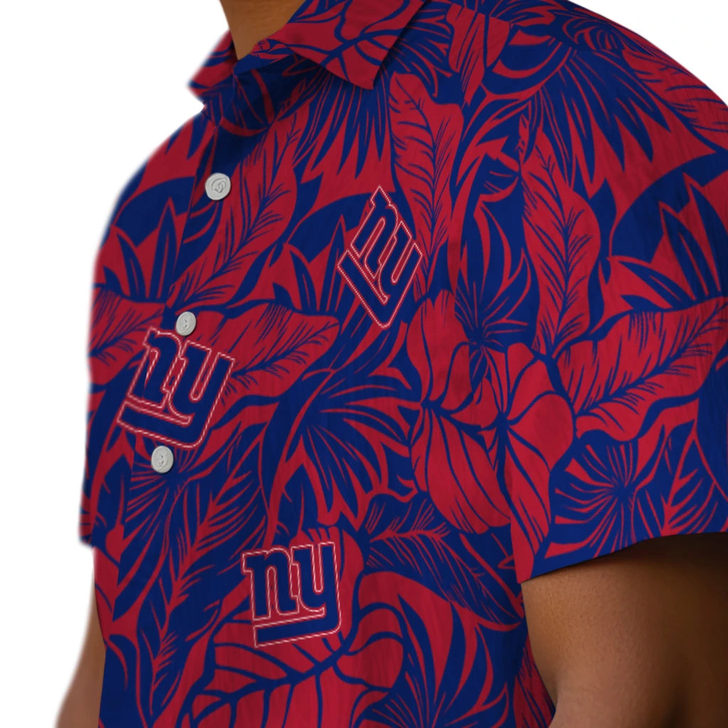 New York Giants Hawaiian Shirt - Monstera Layer | Moonbestprint