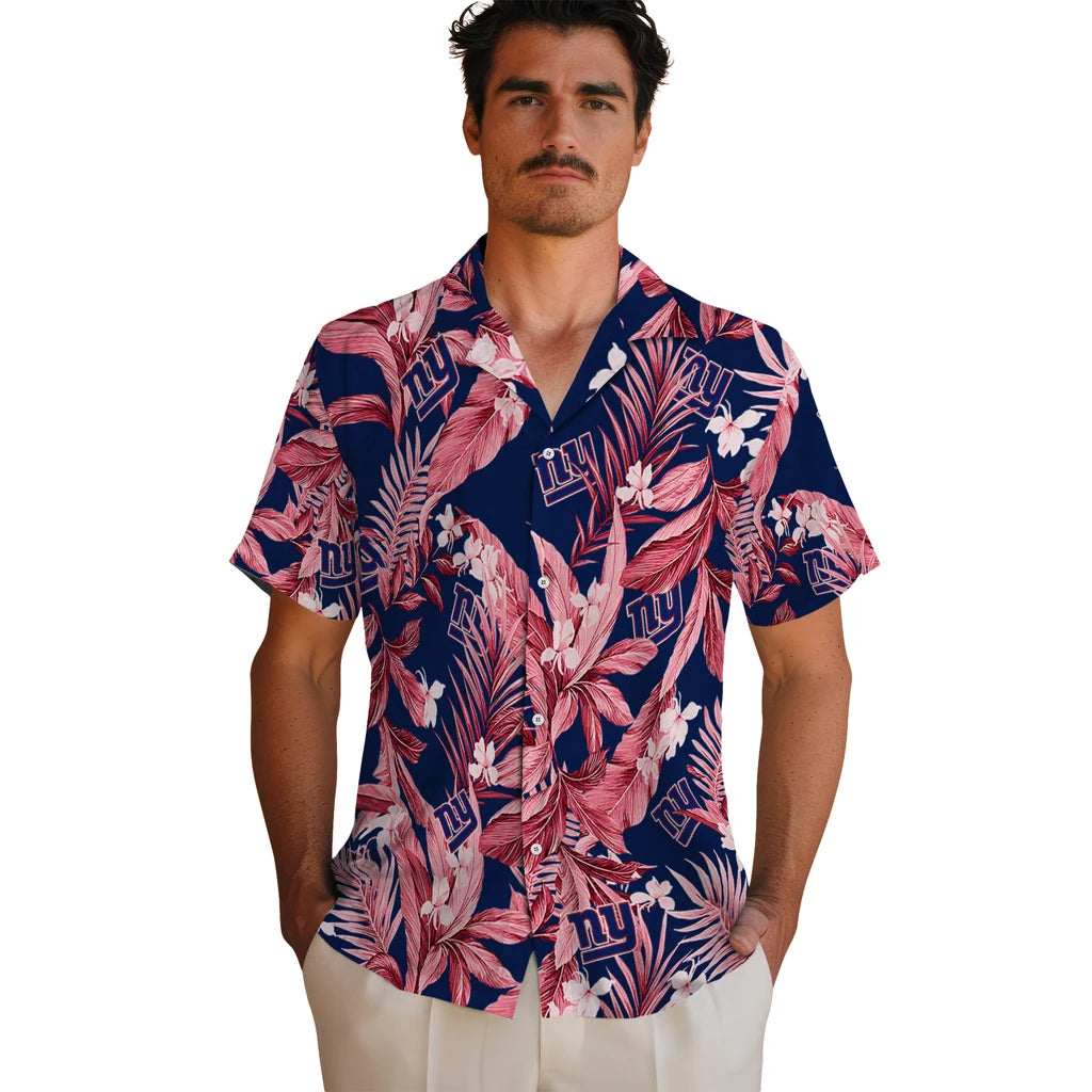 New York Giants Hawaiian Shirt - Palm Leaves | Moonbestprint