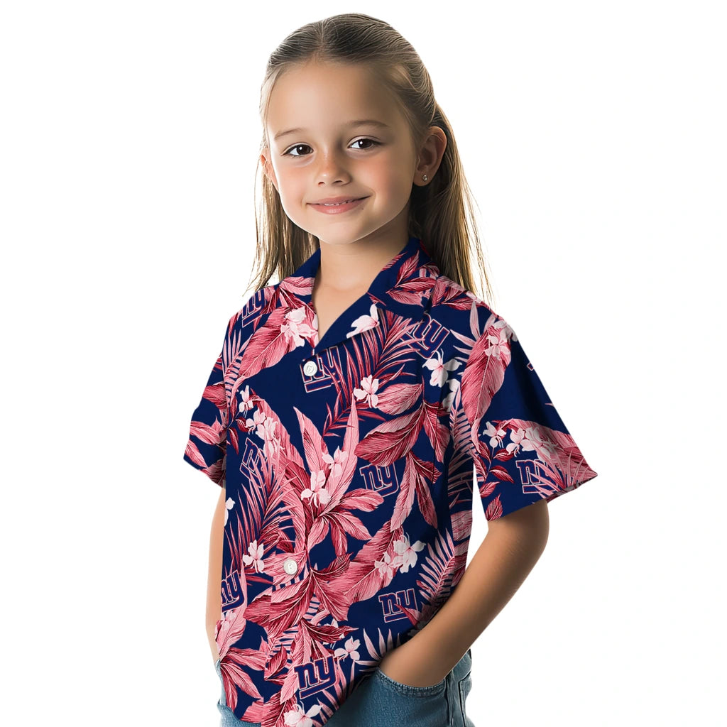 New York Giants Hawaiian Shirt - Palm Leaves | Moonbestprint
