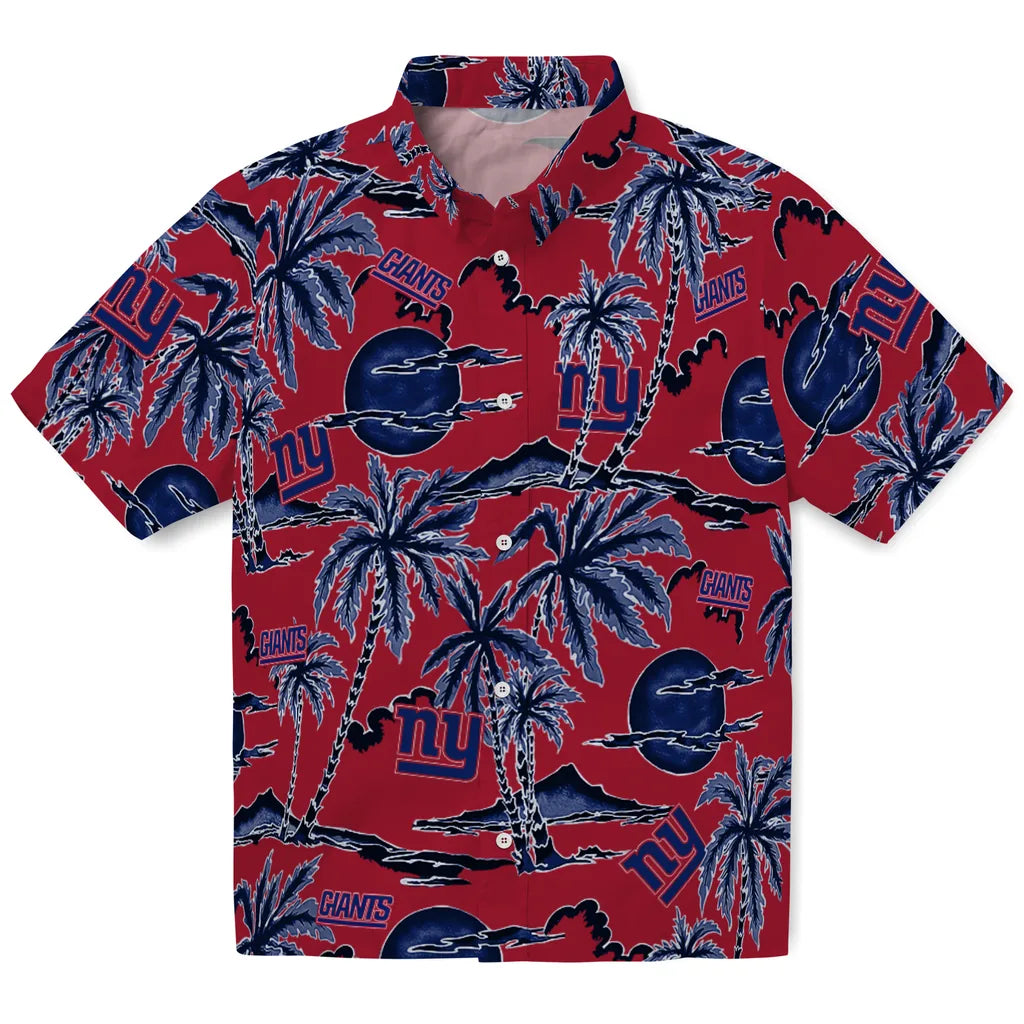 New York Giants Hawaiian Shirt - Palm Sunset | Moonbestprint