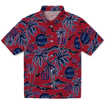 New York Giants Hawaiian Shirt - Palm Sunset | Moonbestprint