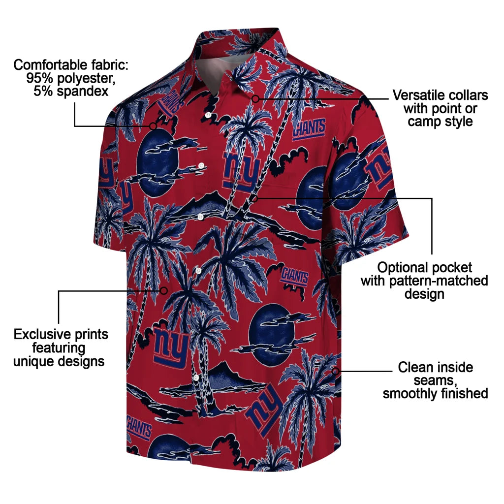 New York Giants Hawaiian Shirt - Palm Sunset | Moonbestprint