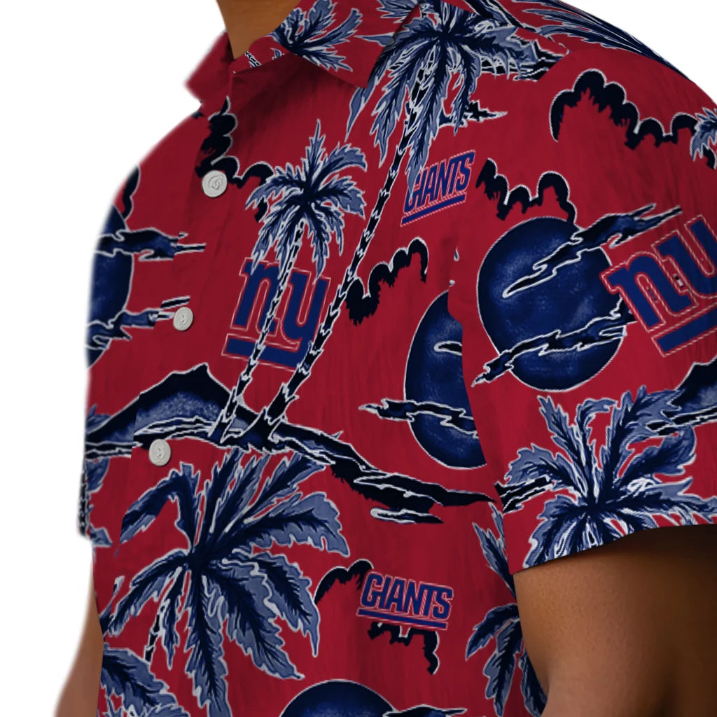 New York Giants Hawaiian Shirt - Palm Sunset | Moonbestprint