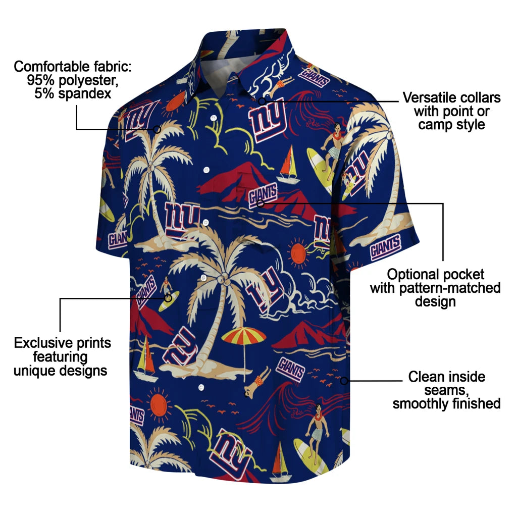 New York Giants Hawaiian Shirt - Palm Tree Island | Moonbestprint
