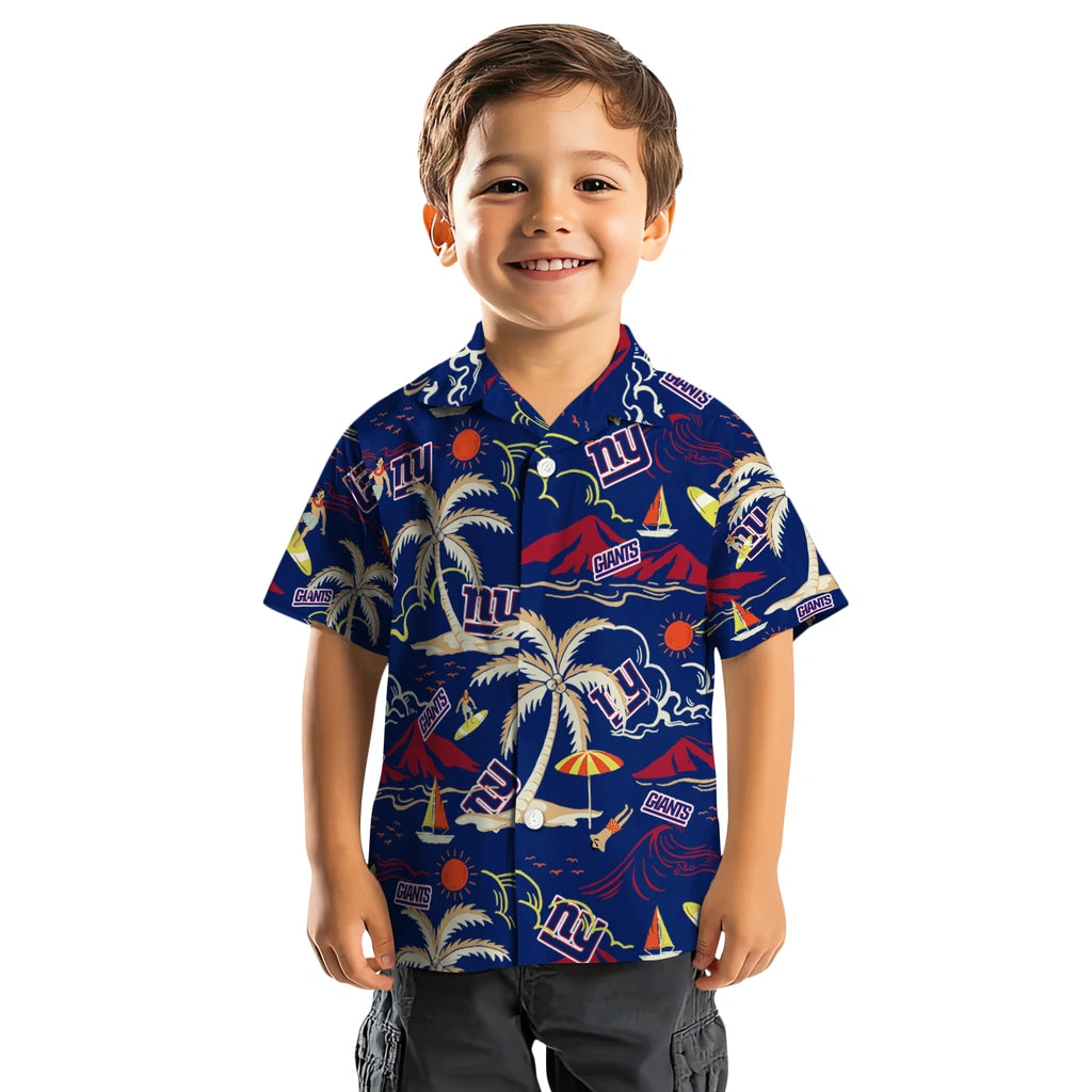 New York Giants Hawaiian Shirt - Palm Tree Island | Moonbestprint