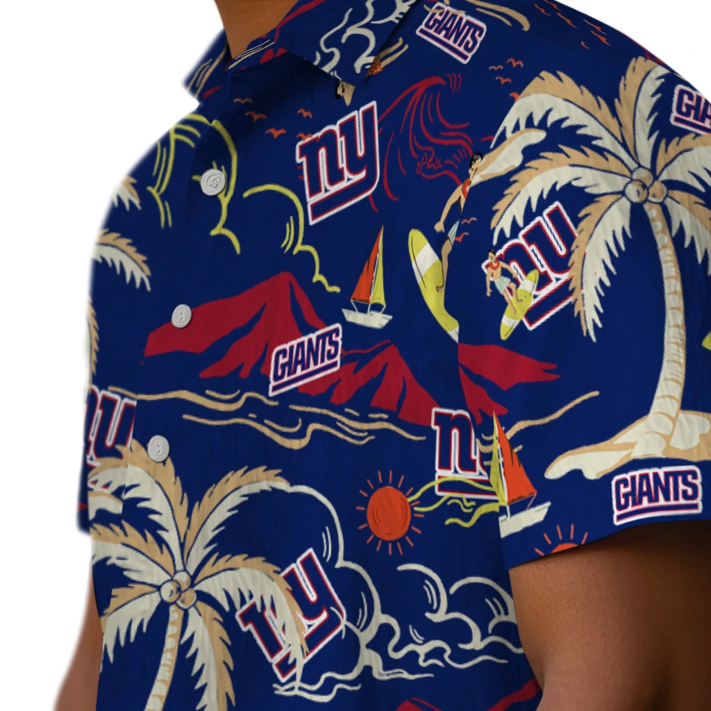 New York Giants Hawaiian Shirt - Palm Tree Island | Moonbestprint