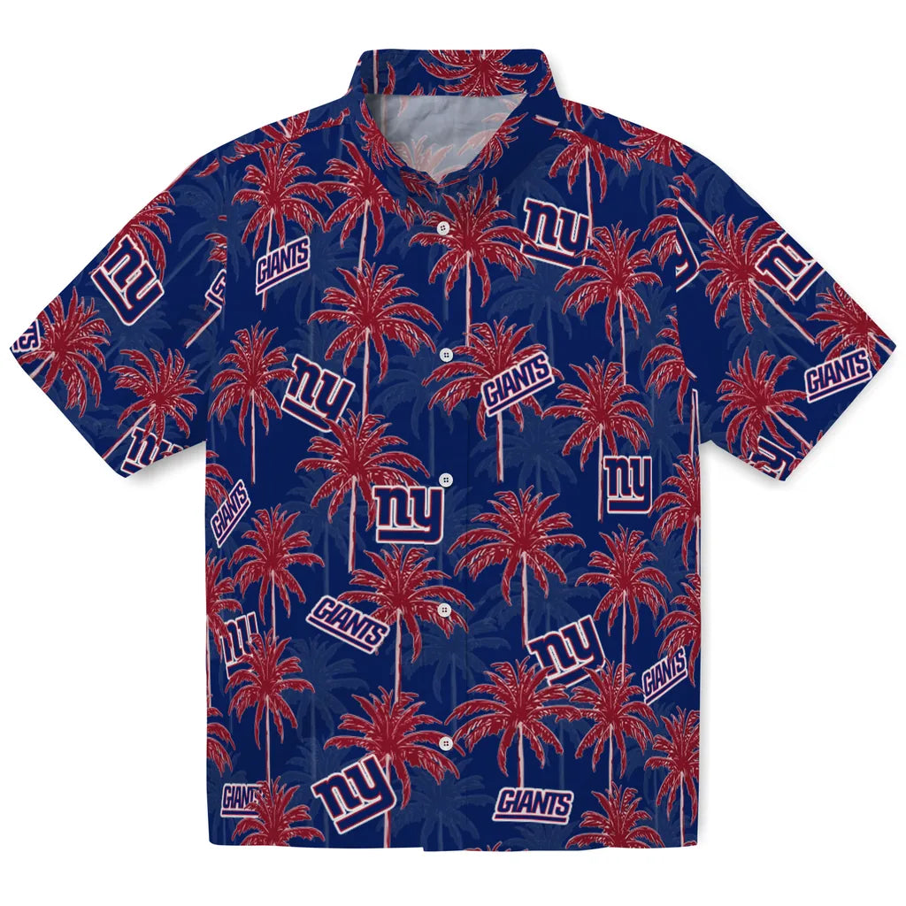 New York Giants Hawaiian Shirt - Palm Tree Motif | Moonbestprint
