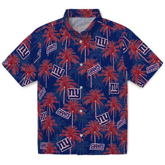 New York Giants Hawaiian Shirt - Palm Tree Motif | Moonbestprint
