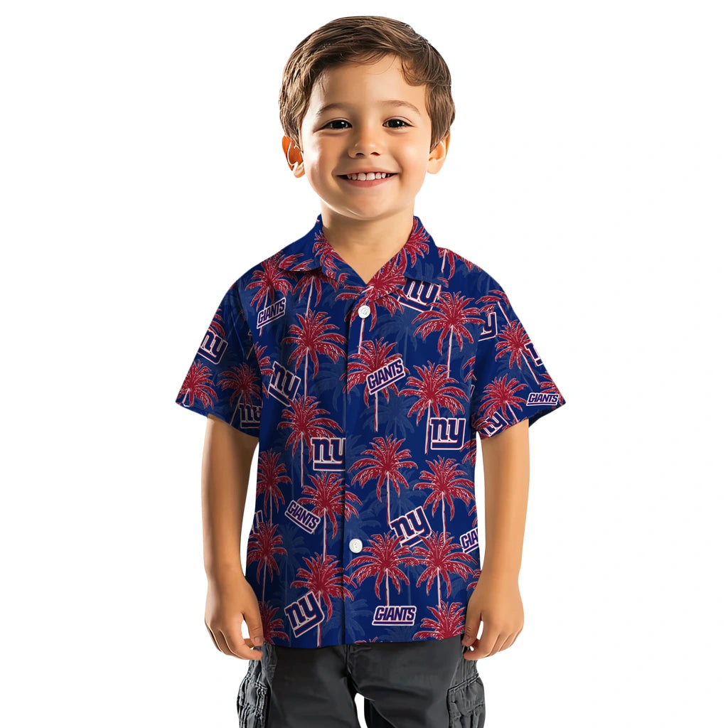 New York Giants Hawaiian Shirt - Palm Tree Motif | Moonbestprint