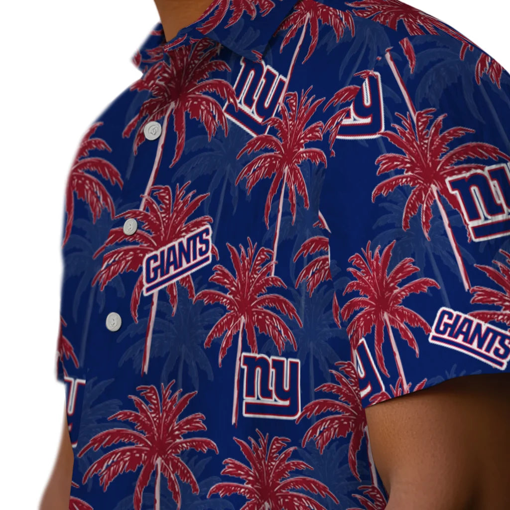 New York Giants Hawaiian Shirt - Palm Tree Motif | Moonbestprint