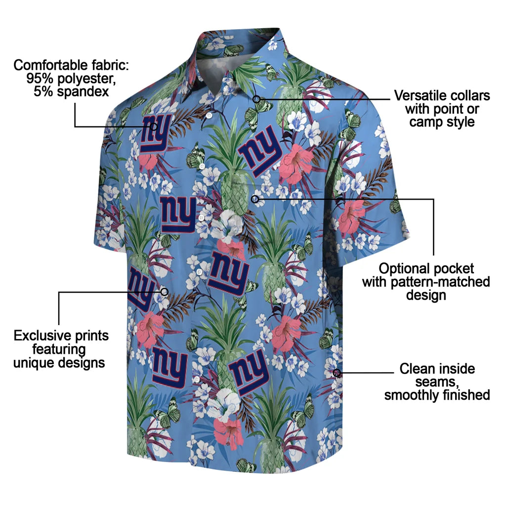 New York Giants Hawaiian Shirt - Pineapple Bouquet | Moonbestprint