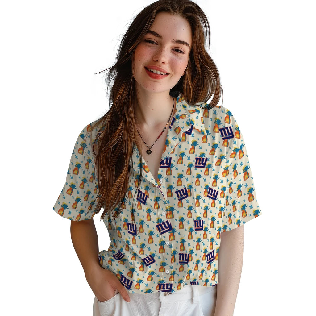 New York Giants Hawaiian Shirt - Pineapple Delight | Moonbestprint