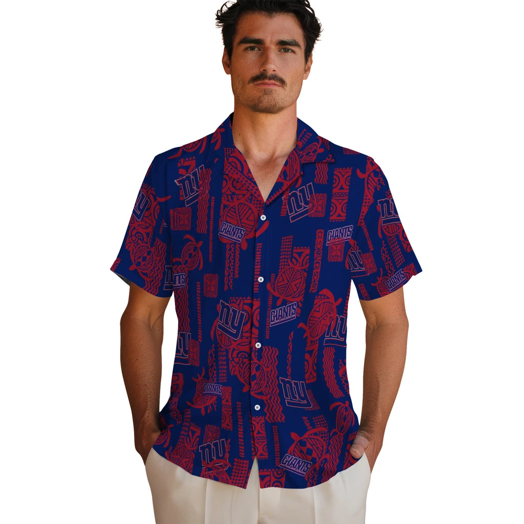 New York Giants Hawaiian Shirt - Turtle Lines | Moonbestprint