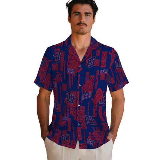 New York Giants Hawaiian Shirt - Turtle Lines | Moonbestprint