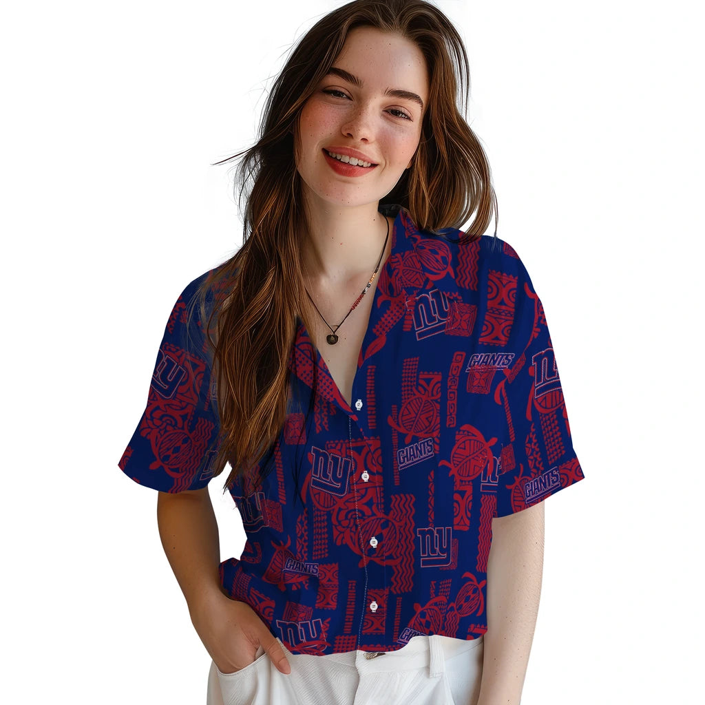 New York Giants Hawaiian Shirt - Turtle Lines | Moonbestprint