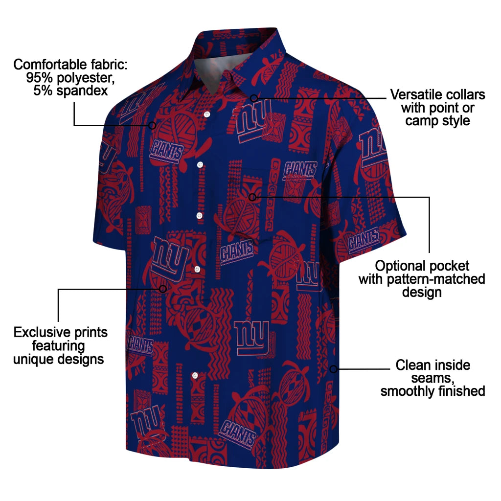 New York Giants Hawaiian Shirt - Turtle Lines | Moonbestprint
