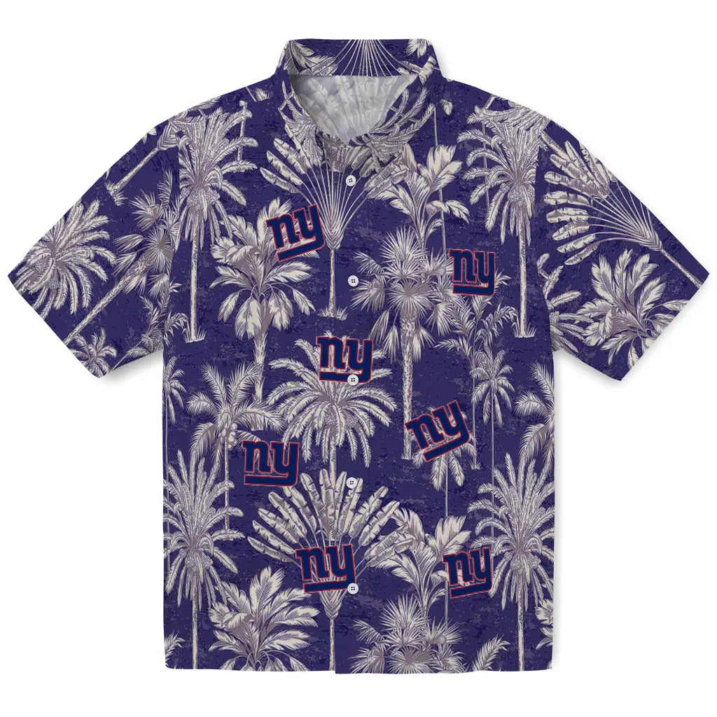 New York Giants Hawaiian Shirt - Vintage Palm Tree | Moonbestprint
